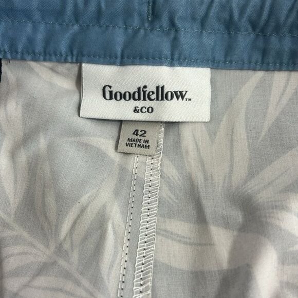 Goodfellow & Co Mens Board Shorts Leaf Print Size 42 Black Tan New - Picture 4 of 11